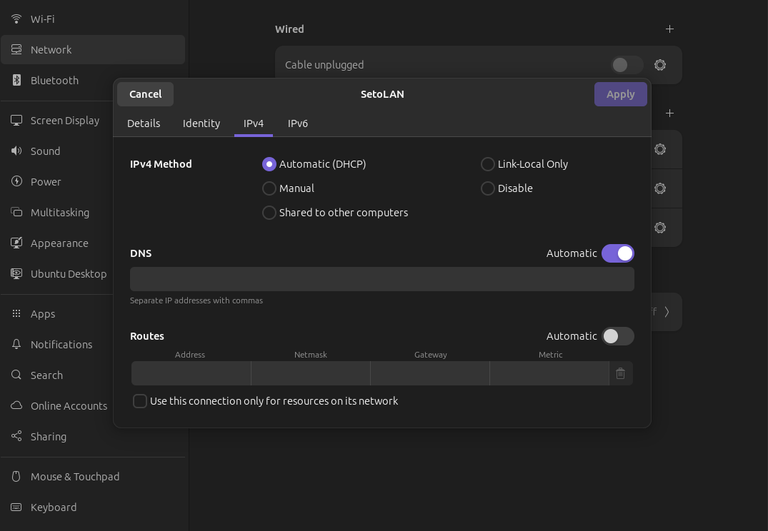 OpenVPN Ubuntu Panel - disable automatic routes